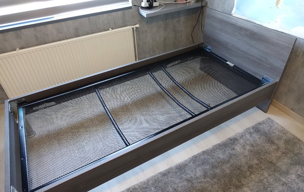 Bedombouw/bedframe met verstelbare spiraalbodem, Ophalen, Gebruikt, 90 cm, Eenpersoons