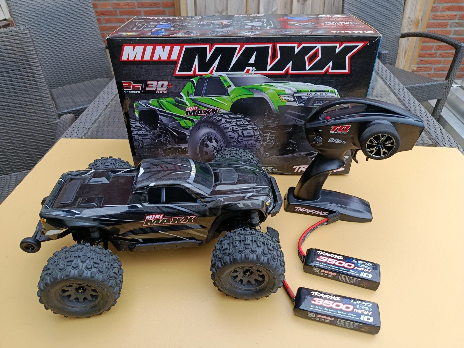 traxxas mini maxx bl 2s, Elektro, Gebruikt, Auto offroad, Ophalen of Verzenden