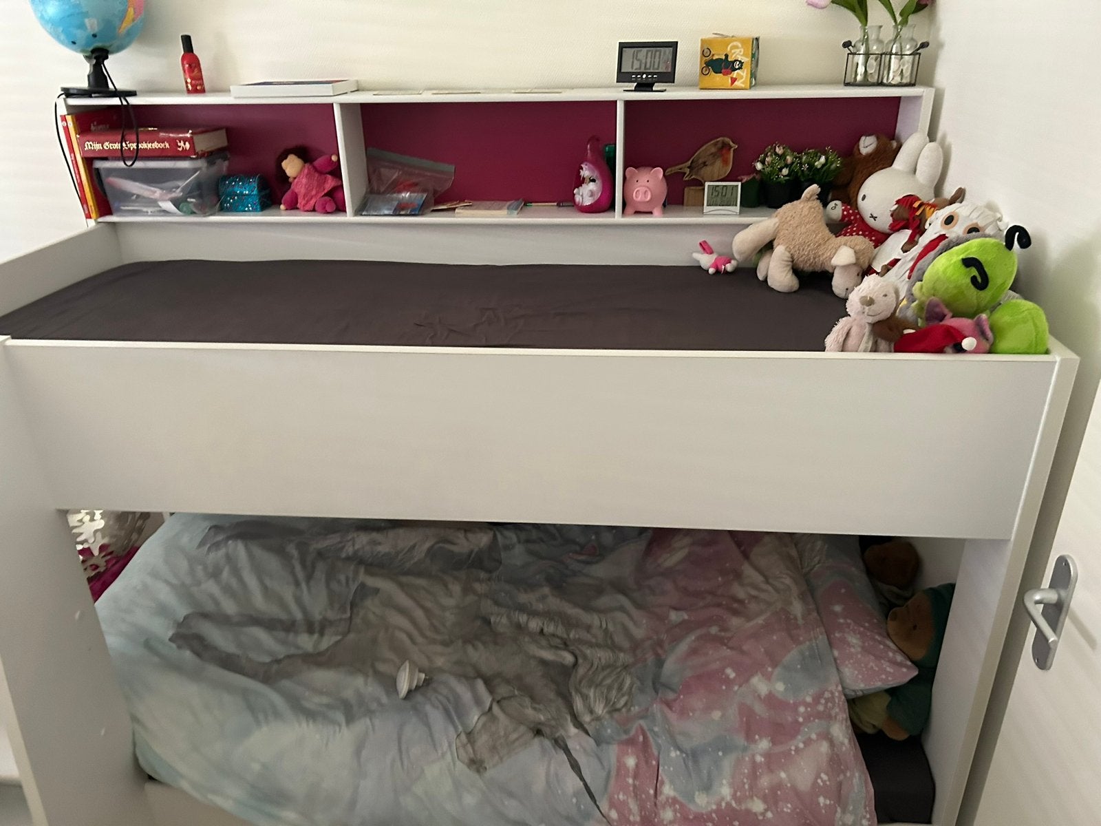 Mooi stapelbed met achterwand, Huis en Inrichting, Ophalen, 90 cm, Tweepersoons, Zo goed als nieuw