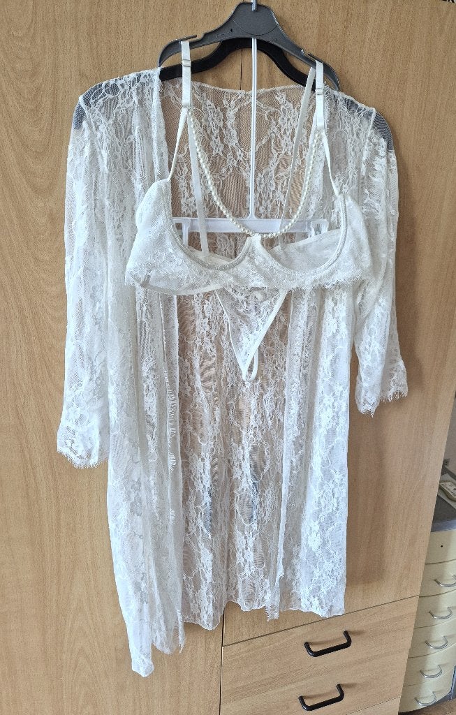 Wit 3 delig lingerie setje - Mt XL/XXL - Nieuw, Ondergoed, Ophalen of Verzenden, Wit, Setje