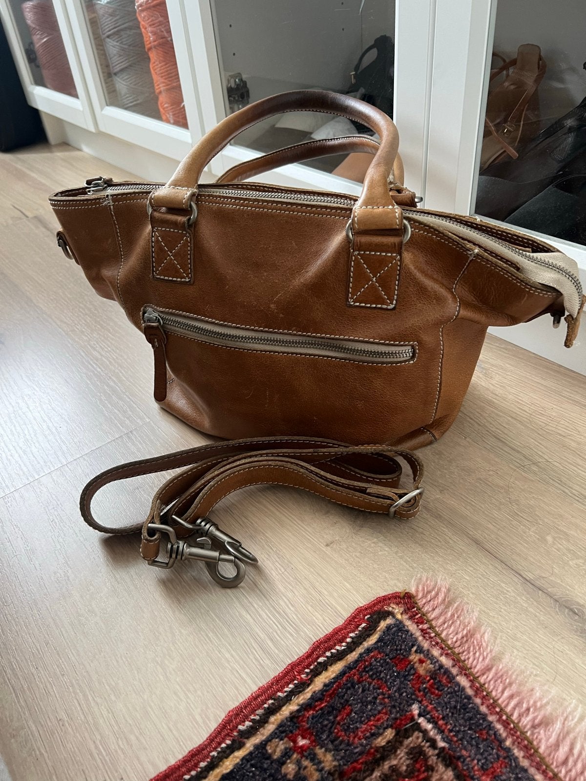 Cowboysbag Camel Leren Handtas/Schoudertas - Gebruikt, Ophalen of Verzenden, Gebruikt, Bruin, Handtas