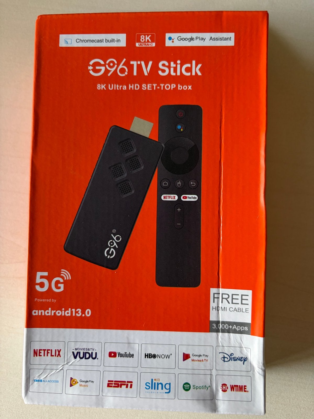G96 TV Stick 8K Ultra HD SET-TOP box Android 13.0, Audio, Tv en Foto, Mediaspelers, Ophalen of Verzenden, Nieuw, HDMI, Zonder harde schijf