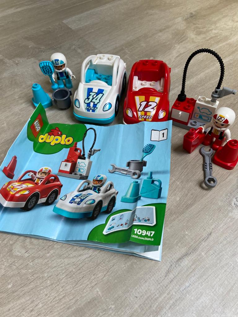 2x Lego Duplo set, Ophalen, Zo goed als nieuw, Complete set, Racers
