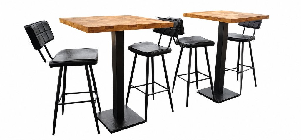2 hoge tafels met 4 krukken, Ophalen, Gebruikt