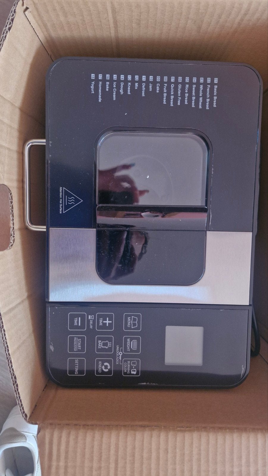 Broodbakmachine - Zwart/RVS -, Met timer, Kijkvenster, 800 tot 1200 gram deeg, Nieuw
