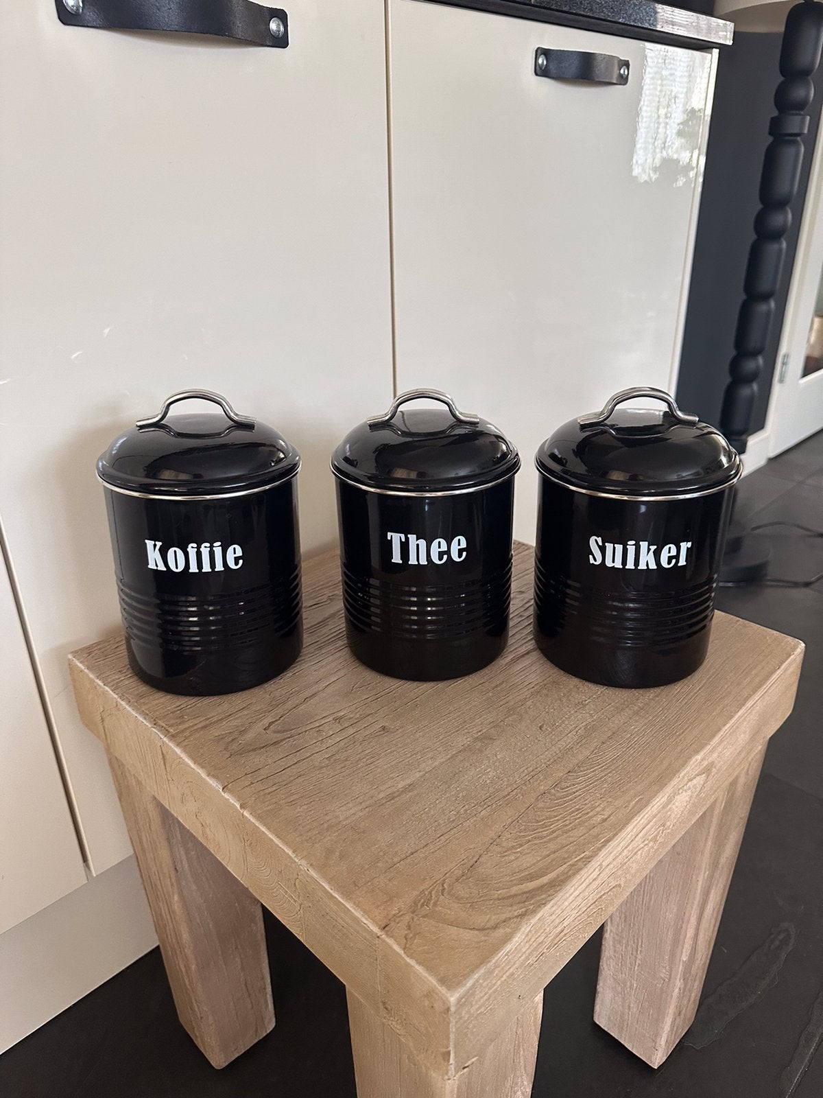 Koffie/ thee/ suiker blikken (20cm (h), 13,5 cm (ø)), Ophalen