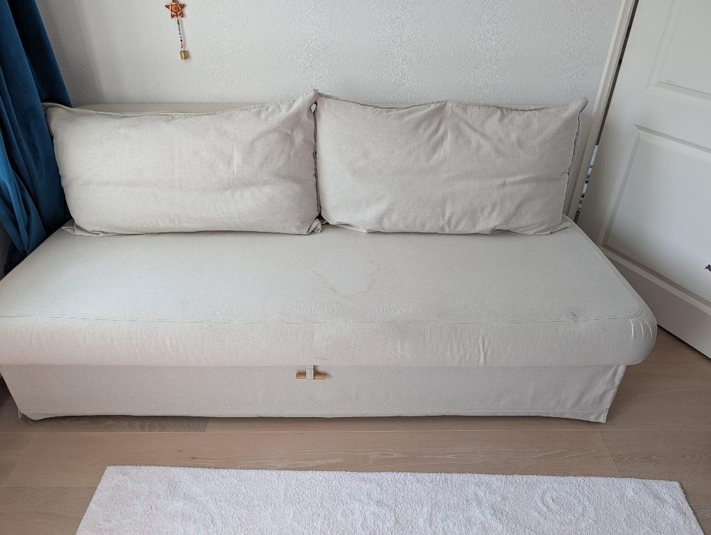 Slaapbank ikea beige "HIMMENE", Ophalen, Gebruikt, Beige, Tweepersoons