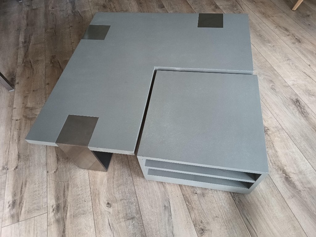 Design salontafel, Huis en Inrichting, Tafels | Salontafels, Ophalen, Gebruikt, 100 tot 150 cm, Vierkant