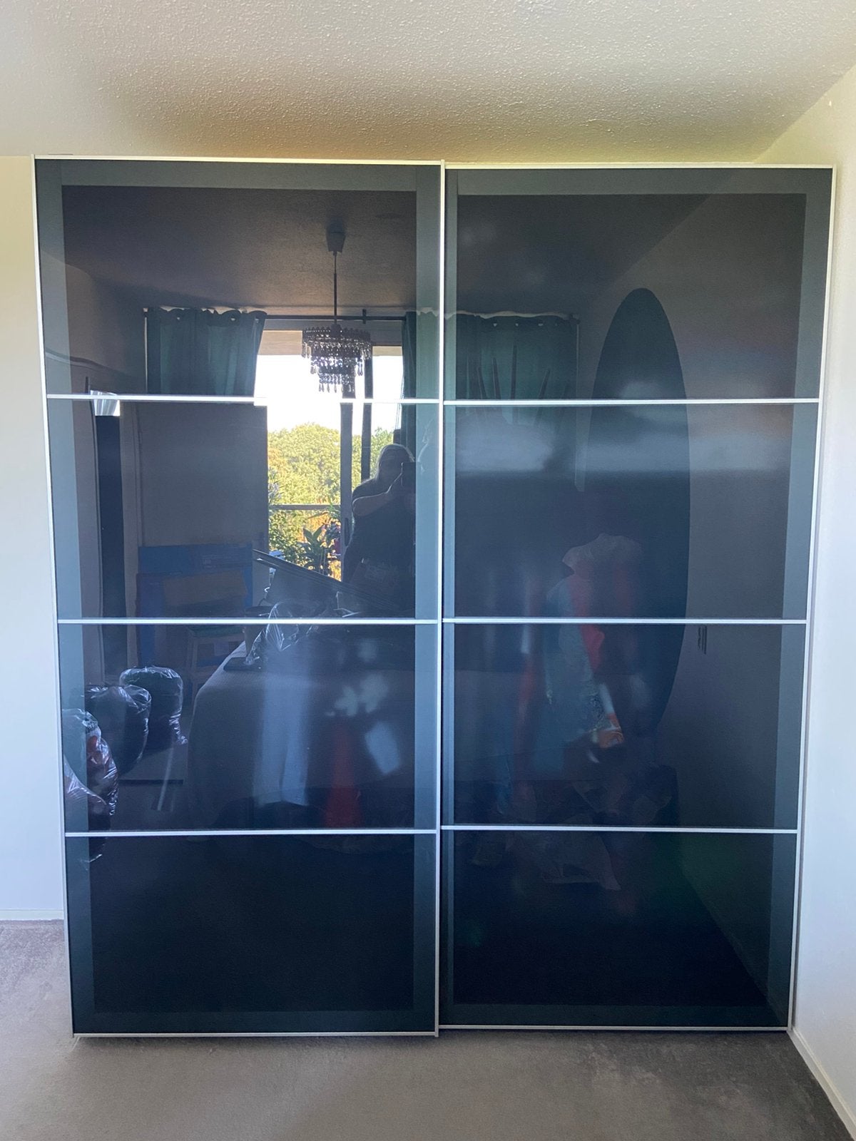 IKEA-Pax anthraciet glazen schuifdeuren, Ophalen, 80 tot 100 cm, Binnendeur, Minder dan 200 cm