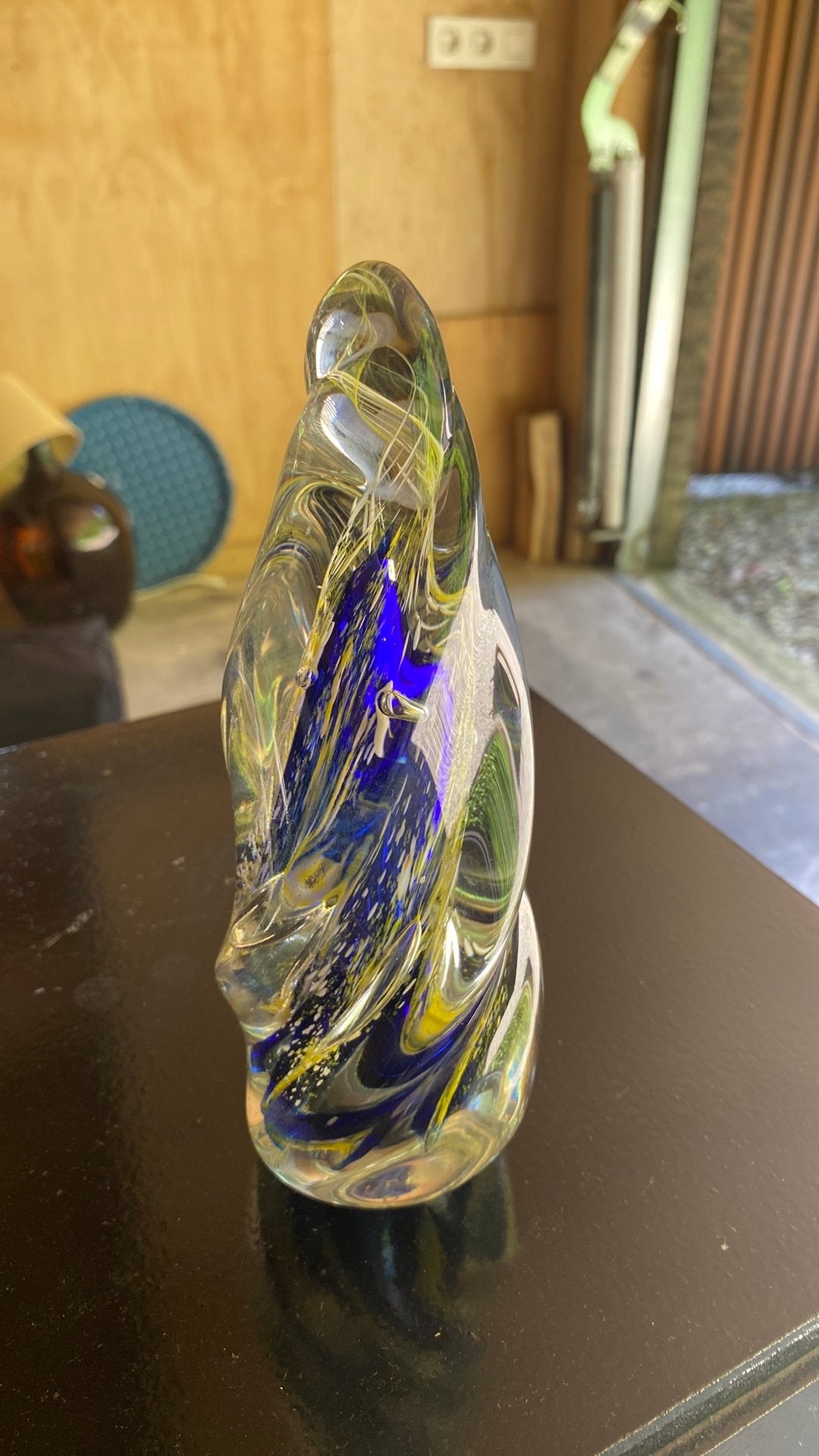 Adam Jablonski Art Glazen Sculptuur, Jaren '70 blauw, Ophalen of Verzenden