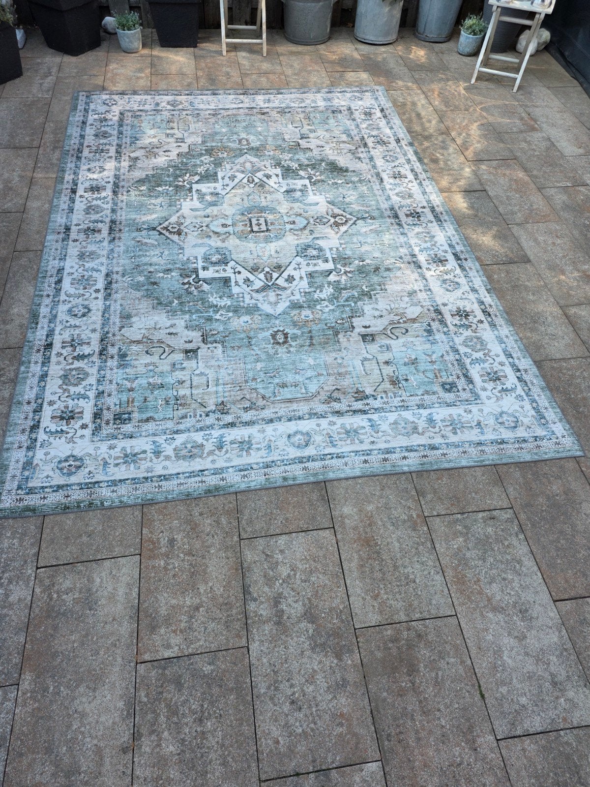 Vintage Look Vloerkleed - Groen, Huis en Inrichting, Stoffering | Tapijten en Kleden, Ophalen, 150 tot 200 cm, 200 cm of meer