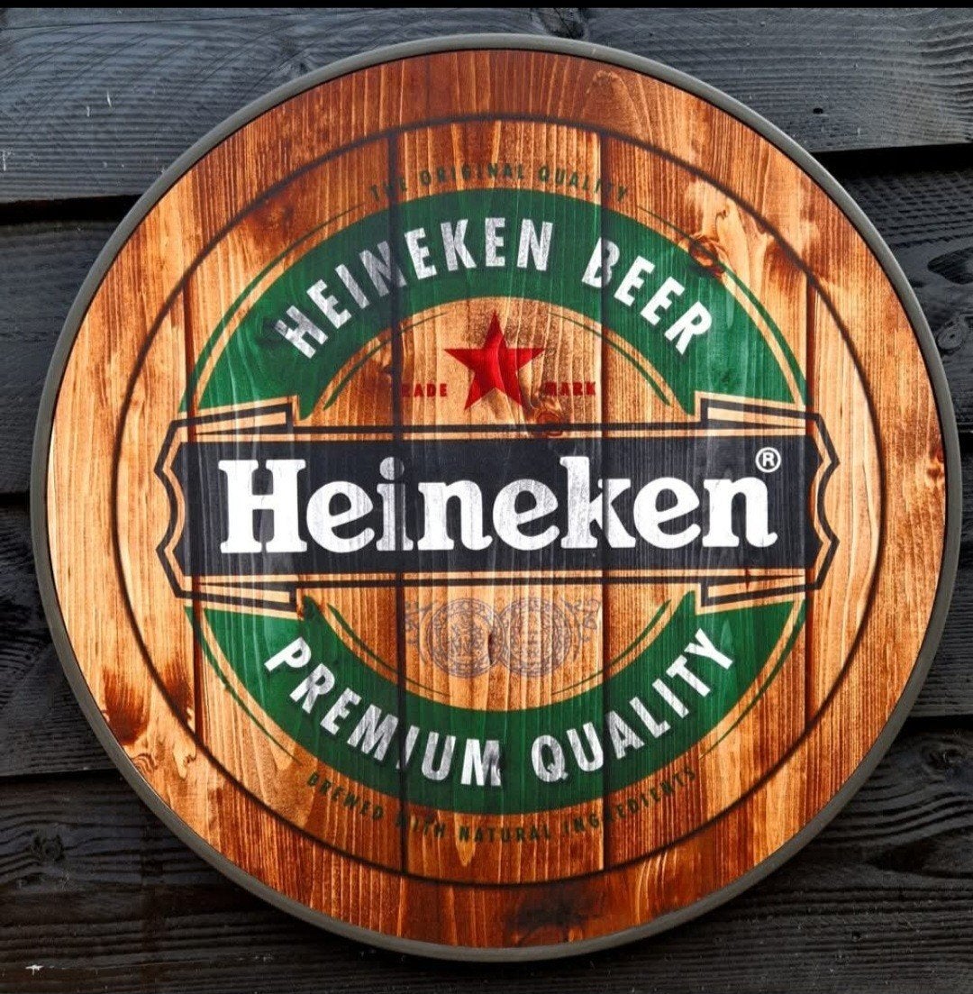 Heineken statafelblad - Houten biervat look, Ophalen, Nieuw, Overige typen, Heineken
