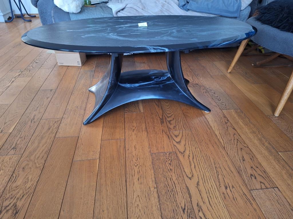 Zware Salontafel Marmerlook Blad en Poot - IJzeren Onderstel, Huis en Inrichting, Tafels | Salontafels, Ophalen, 100 tot 150 cm