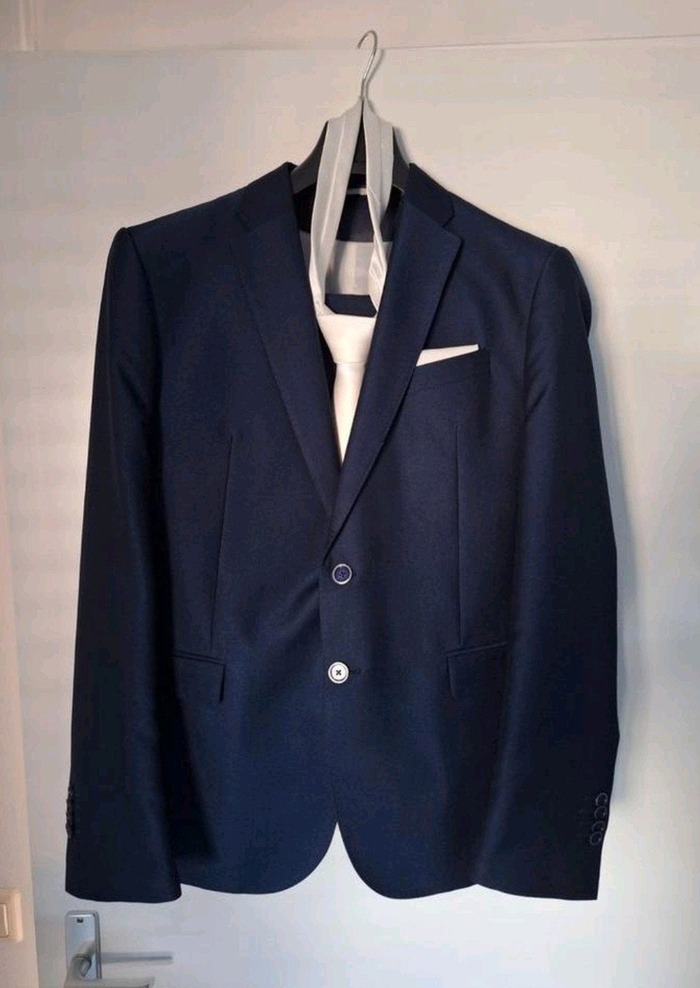 Roka Trouwpak 3-delig Donkerblauw met Gilet en Accessoires, Roka, Overige kleuren, Ophalen of Verzenden, Zo goed als nieuw
