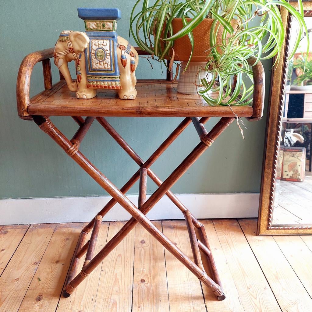 Lucky Vintage Bamboe opklapbare Butler Tray / Bijzettafel, Ophalen, Gebruikt, Onbekend@voorbeeld.com, Onbekend