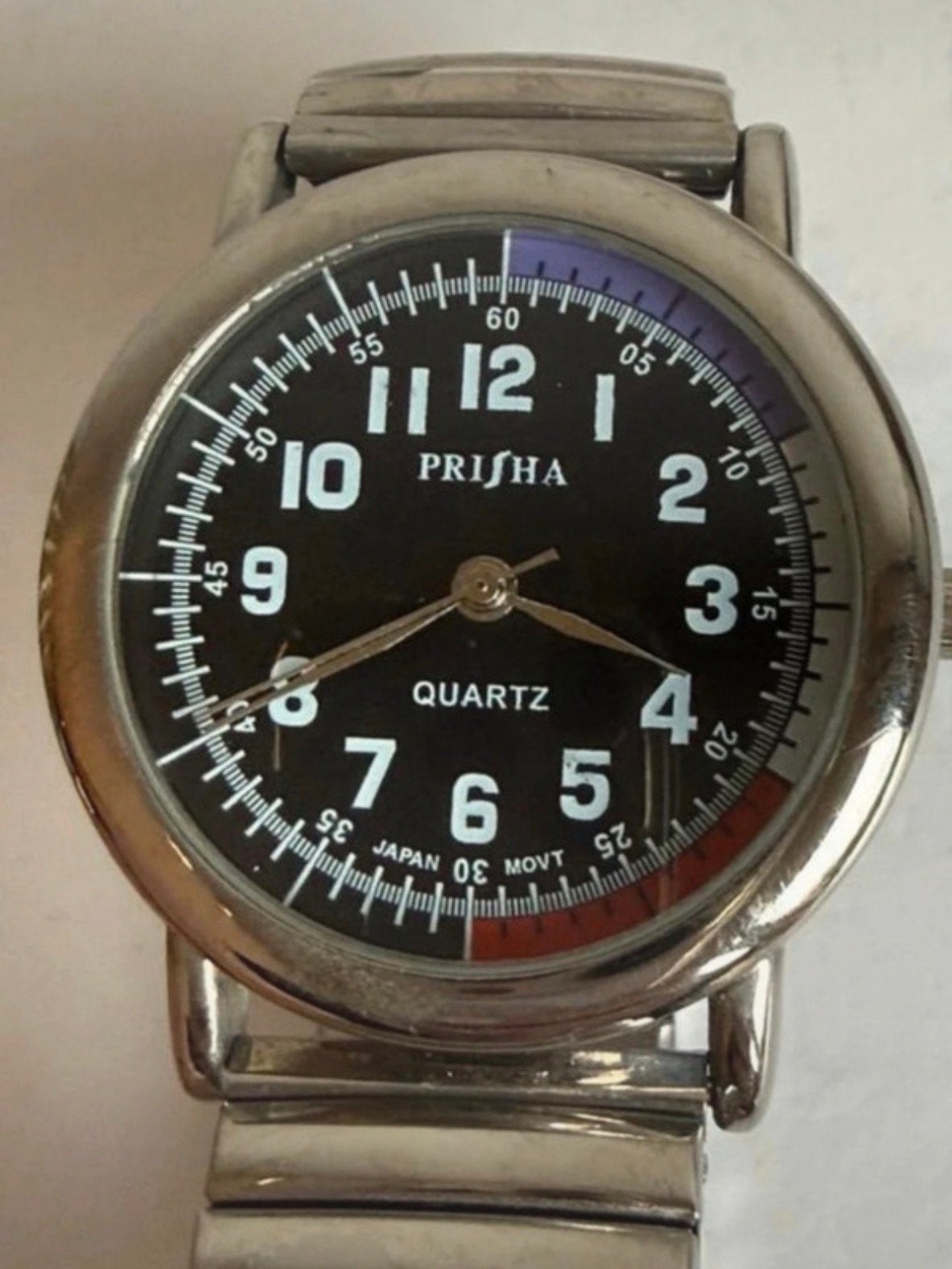 Prisha Quartz Horloge - Zilverkleurig met Zwarte Wijzerplaat, Sieraden, Tassen en Uiterlijk, Overige merken, Staal, Gebruikt, Polshorloge