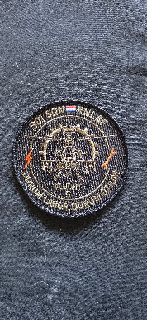 301Squadron Vlucht 5 patch, Ophalen of Verzenden, Luchtmacht, Nederland, Embleem of Badge