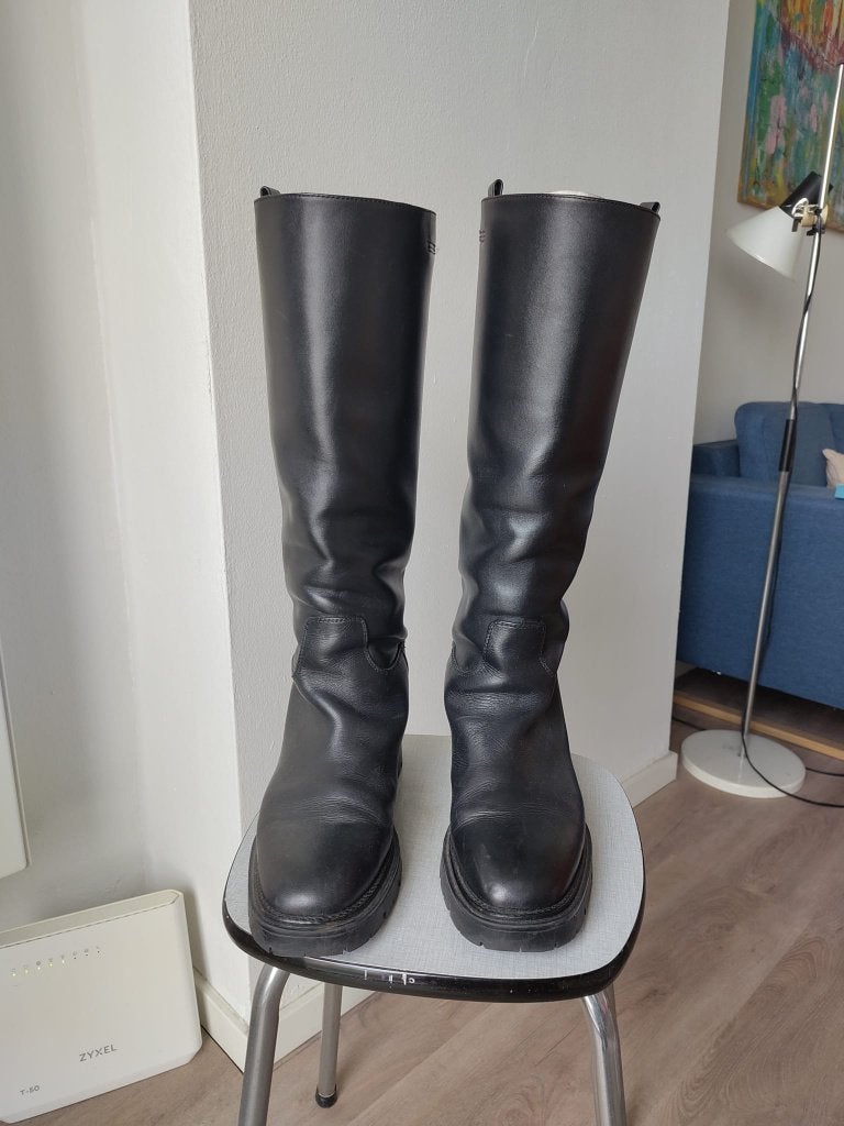 Zwarte Leren Laarzen Massimo Dutti 39, Hoge laarzen, Massimo Dutti, Zwart, Ophalen of Verzenden