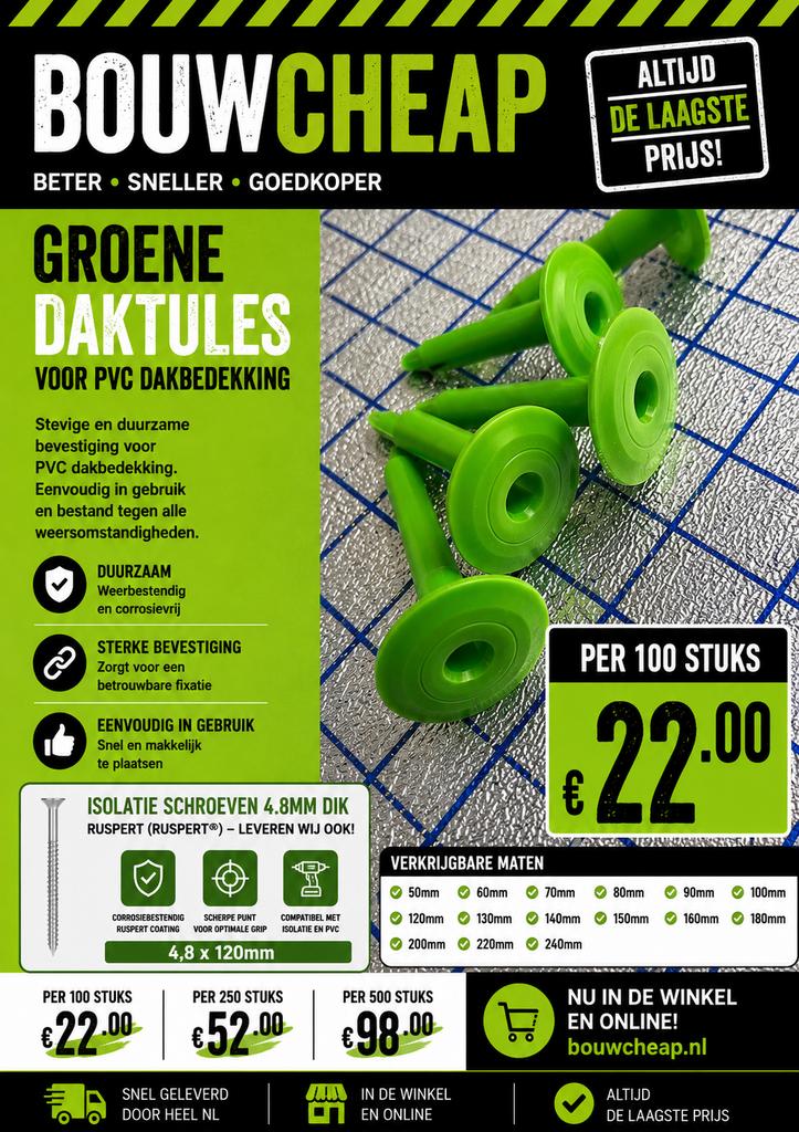 Dakbedekking grote voorraad de goedkoopste BOUWCHEAP, Ophalen of Verzenden, Nieuw, Overige typen