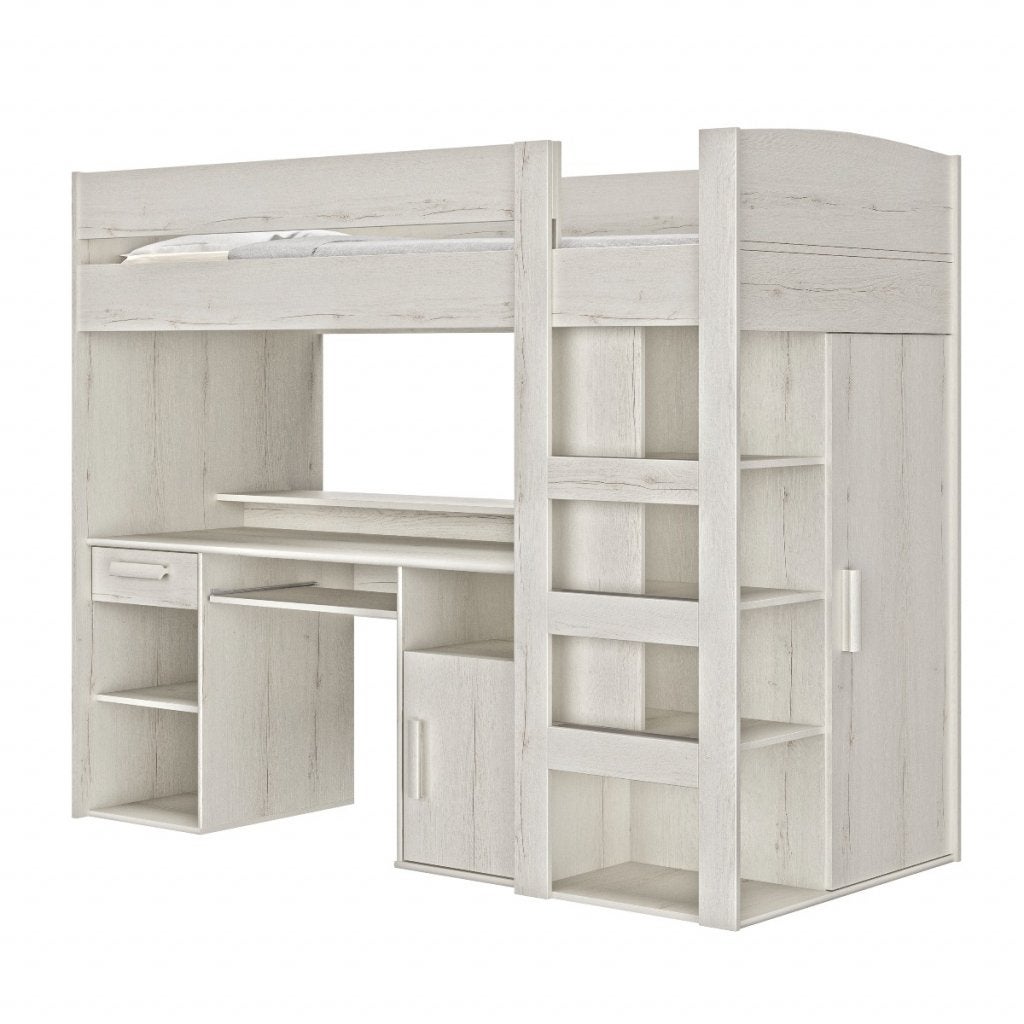 Montana hoogslaper - 90x200 - Wit eikenkleur