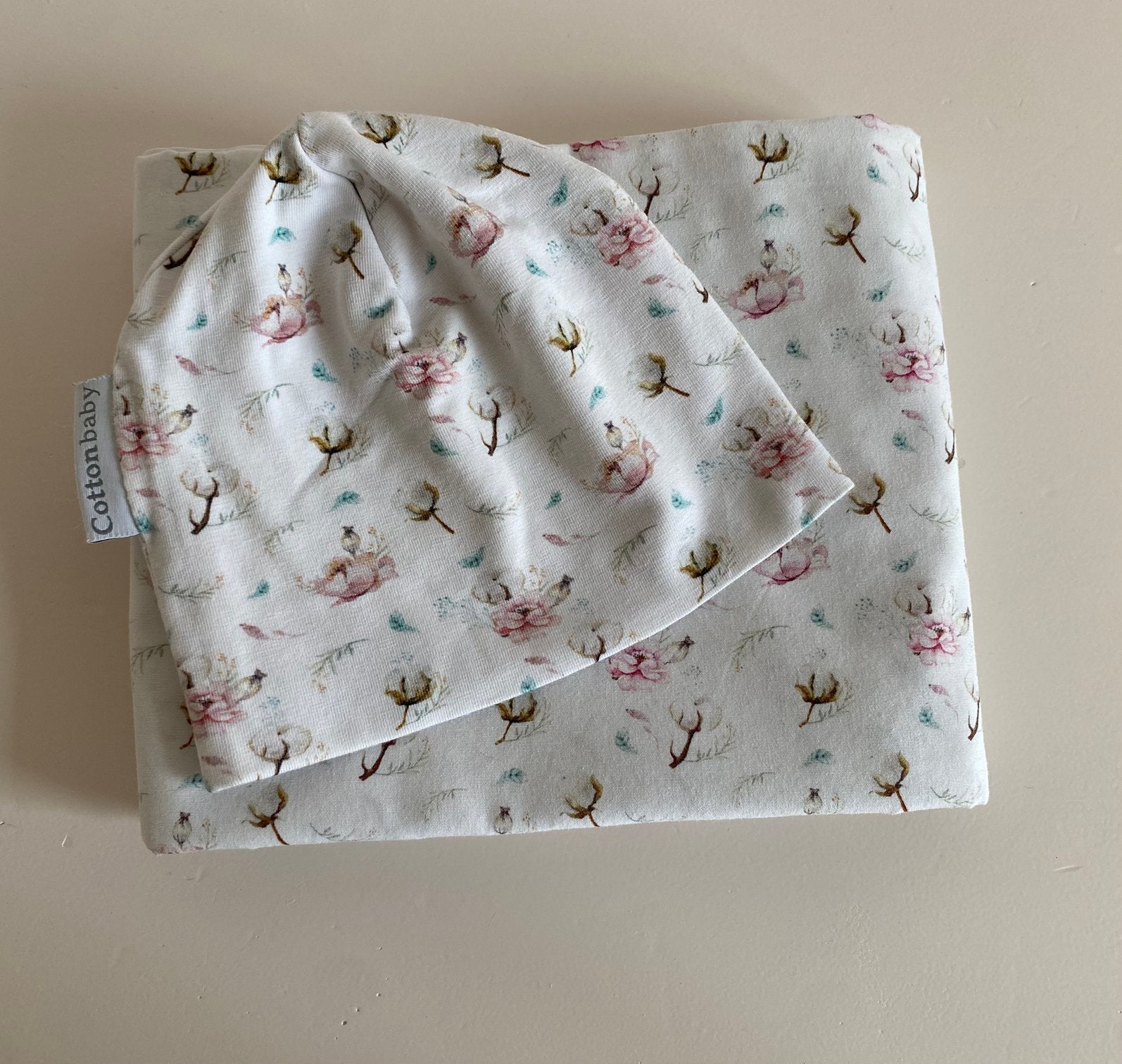 Ledikant laken en bijpassend mutsje Cottonbaby, Kinderen en Baby's, Kinderkamer | Beddengoed, Jongetje of Meisje, Overige typen