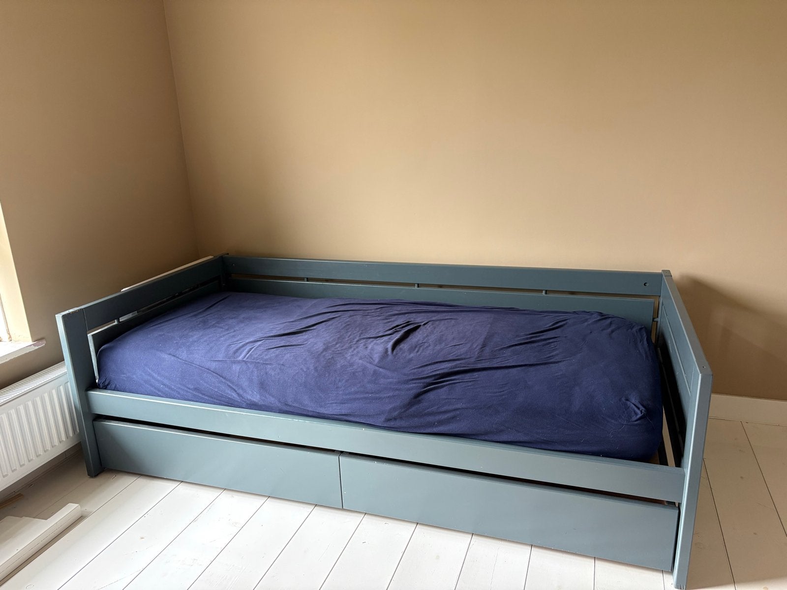 Eenpersoonsbed met lattenbodem en 2 lades, Ophalen, Gebruikt, 90 cm, Eenpersoons