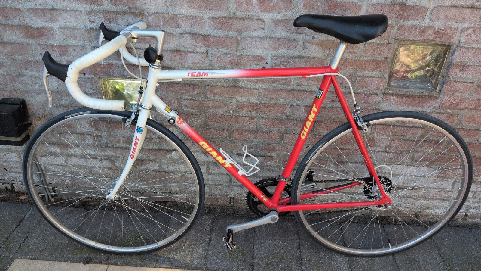 Giant Team racefiets - Rood/Wit, Ophalen, Gebruikt, 10 tot 15 versnellingen, Velgrem