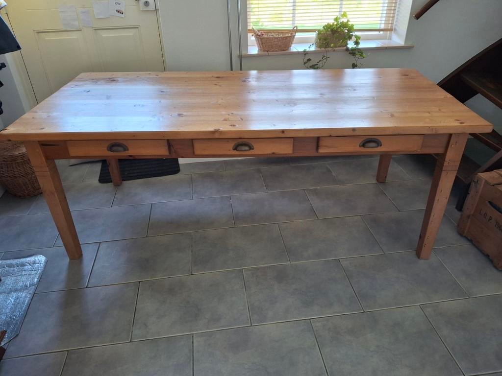 Mooie eettafel 200x90 cm, Ophalen, 200 cm of meer, 50 tot 100 cm, Zo goed als nieuw