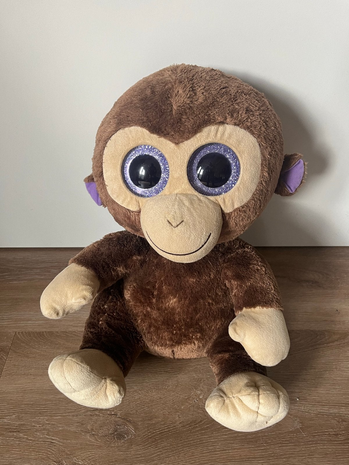 Grote Ty Beanie Boo aap knuffel - Bruin met glitterogen, Ophalen of Verzenden, Middelgroot (20 tot 80 cm), Bruin, Met label
