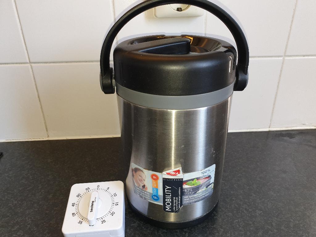 Eten thermoskan 1,7 liter,Emsa RVS eet thermoskan,voedselkan, Ophalen of Verzenden, Gebruikt, Rvs, Pot, Bus of Blik