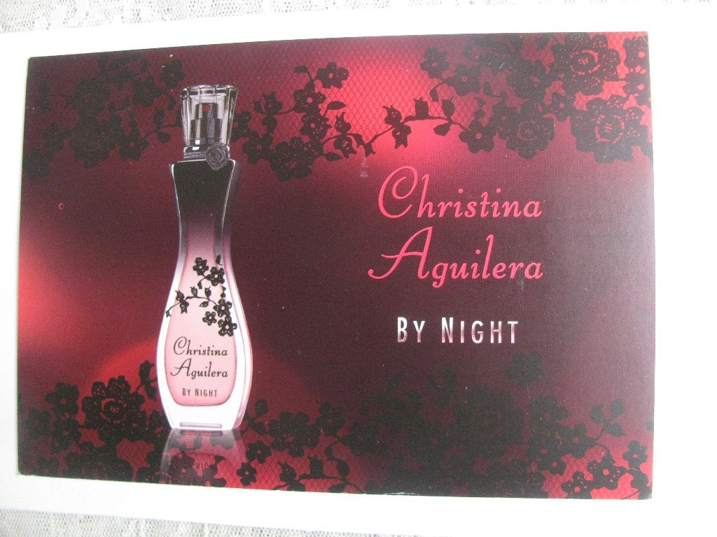 Vintage Kaart met Parfum Tester Christina Aquilera By Night, Verzamelen, Verzenden, 1980 tot heden, Gelopen, Overige thema's