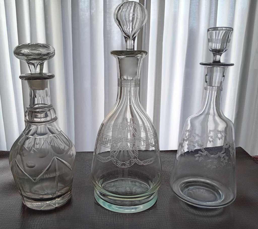 3 Antieke Karaffen uit 1850 puntgaaf, Ophalen of Verzenden