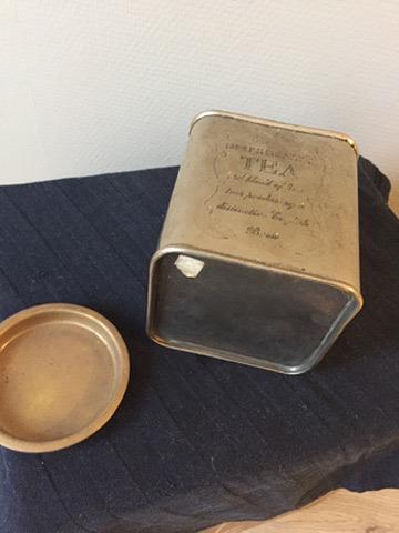 Vintage theeblikje, Ophalen of Verzenden, Zilver