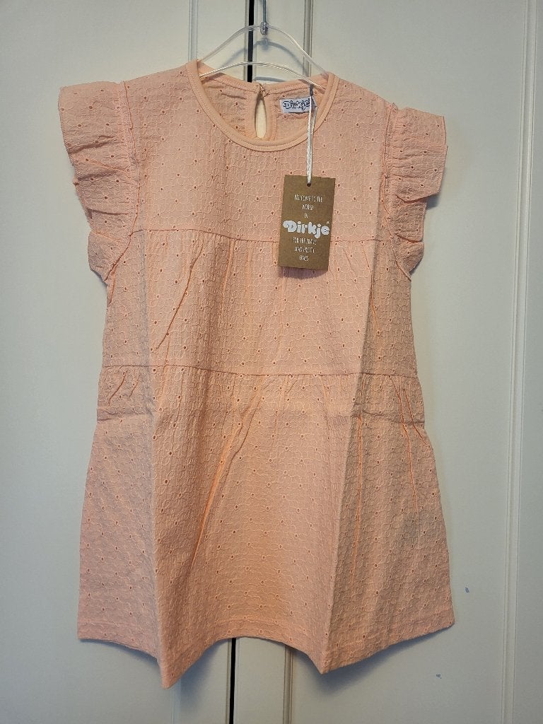 Nieuw! Dirkje jurk, faded peach, broderie, maat 110, Meisje, Dirkje, Nieuw, Ophalen of Verzenden