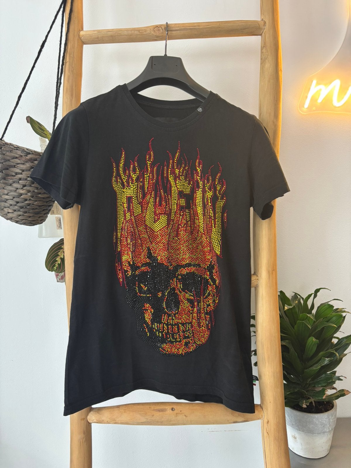 Philipp Plein Skull T-shirt met strass | Zwart | Heren, Ophalen of Verzenden, Zo goed als nieuw, Maat 46 (S) of kleiner, Zwart