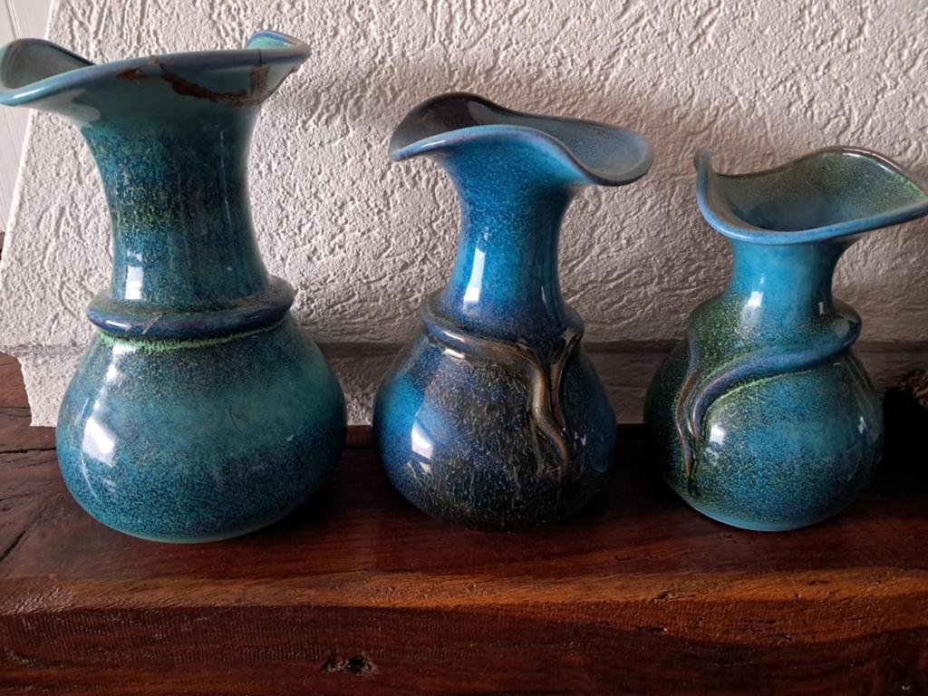 Set van 3 Atelier de Kiel vazen - turquoise/blauw, Ophalen