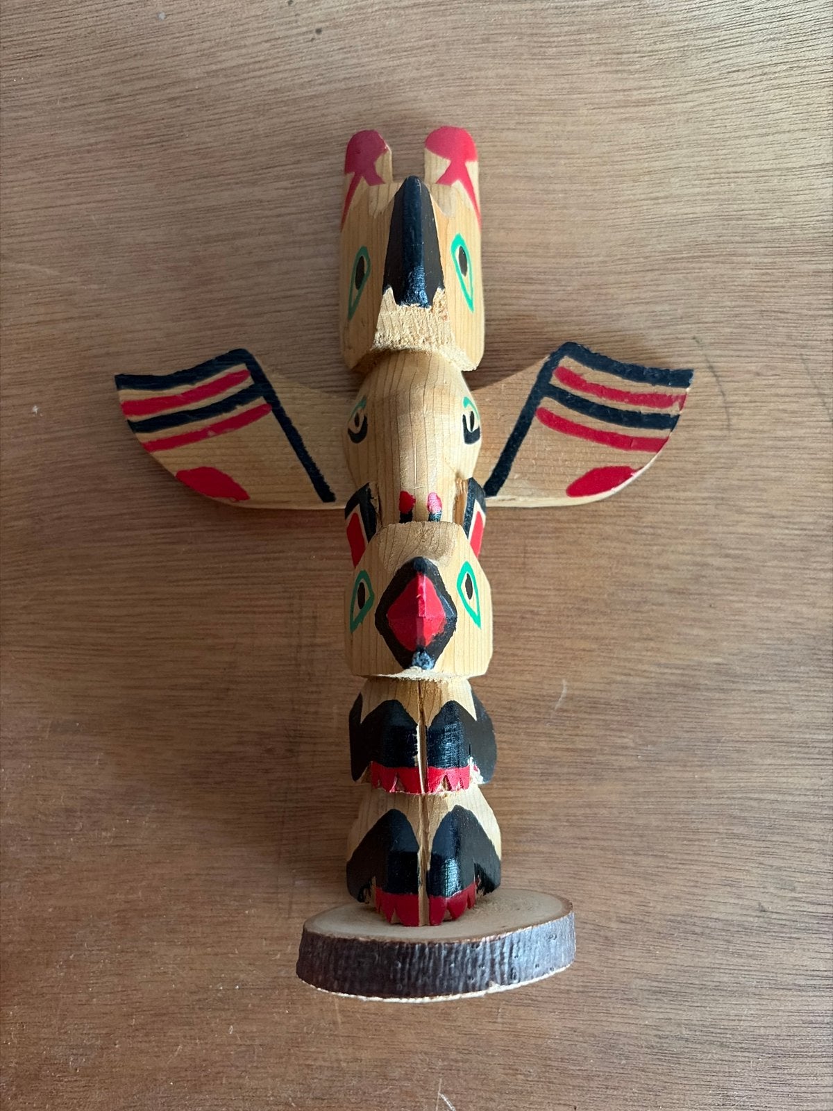 Houten Totempaal - Ojibwa Crafts Canada, Antiek en Kunst, Minder dan 20 cm, Ophalen of Verzenden, Handgemaakt, Hout