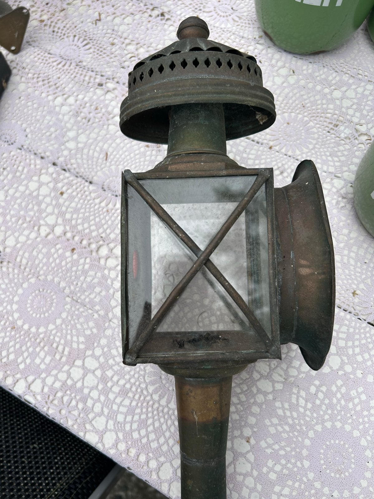 Antieke koperen koetslamp - Decoratieve verlichting, Antiek en Kunst, Antiek | Lampen, Ophalen of Verzenden