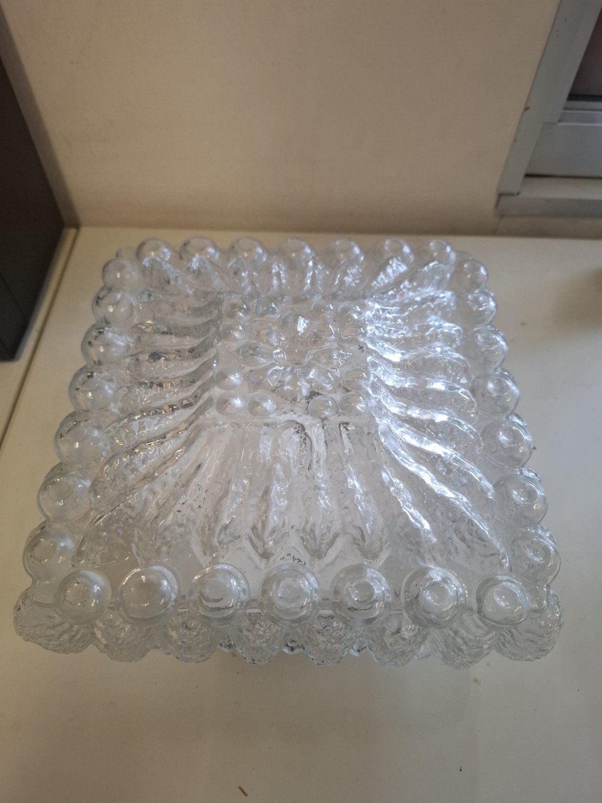Prachtige Art Deco Plafonnière van Glas en Metaal, Verzenden, Gebruikt, Glas, Art Deco
