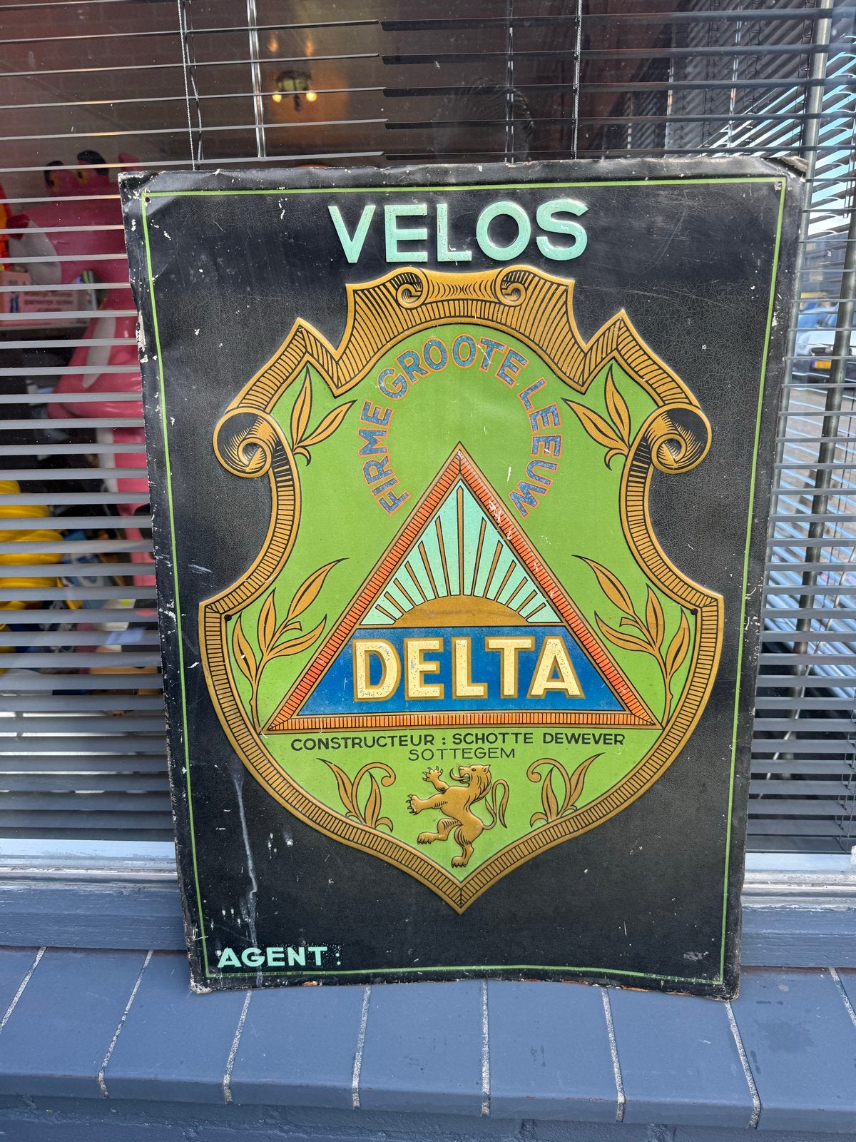 Antiek Reclamebord VELOS DELTA Fietsen, Ophalen of Verzenden
