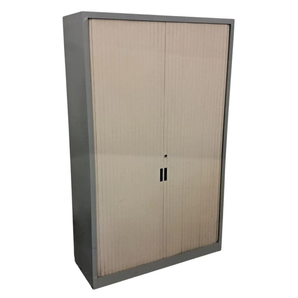 van Blerk Roldeurkast Grijs Lichtgrijs H195xB120xD45, Gebruikt, 100 tot 150 cm, Ophalen of Verzenden, Met slot