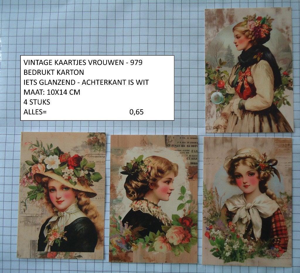 vintage kaarten vrouw 979 ( alleen verzenden, Hobby en Vrije tijd, Scrapbooking, Ophalen, Nieuw, Papier of Karton, Overige merken