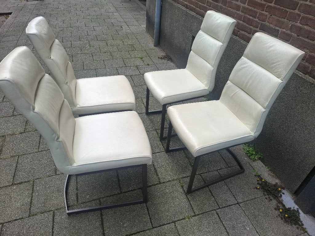 Wit leren eetkamer stoelen XOOON, Ophalen, Wit, Leer, Zo goed als nieuw