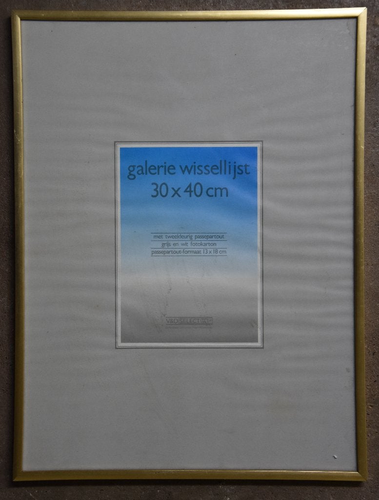wissel lijst 30x40cm goud en glas passepartout 13x18cm foto, Kunststof, Ophalen of Verzenden, Zo goed als nieuw, Fotolijst