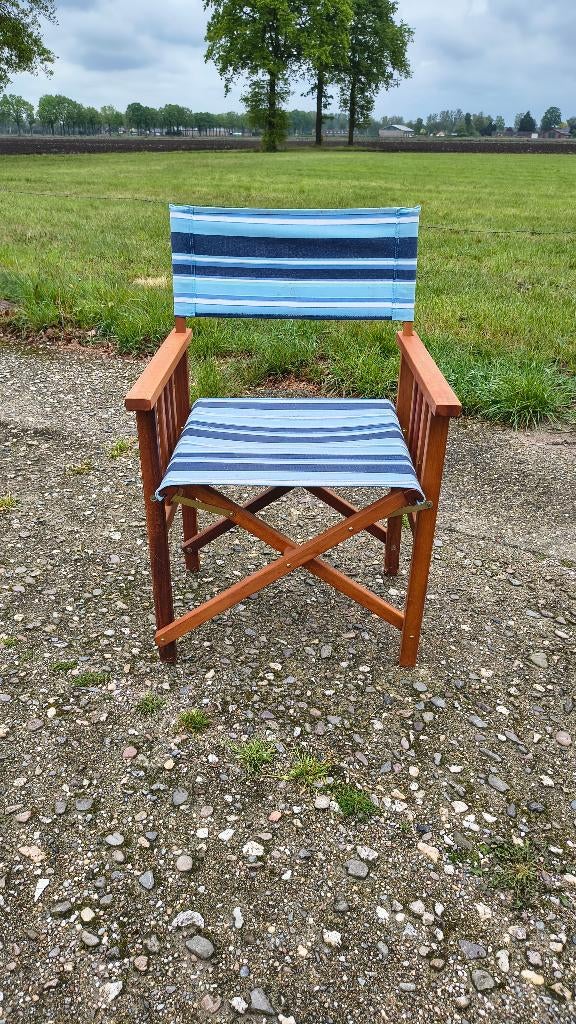 Regisseur stoel blauw, Ophalen, Blauw, Stof, Nb