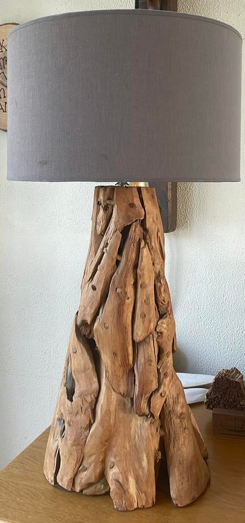 Lamp met houten poot, Ophalen, Zo goed als nieuw, Rond, 50 cm of meer