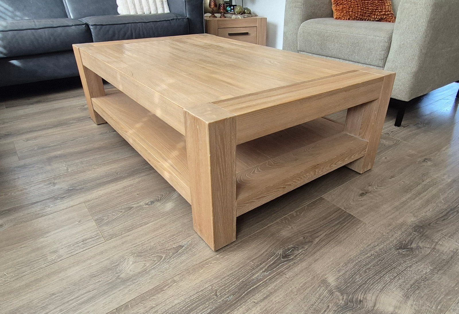 Henders & Hazel Uitschuifbare eiken Eettafel en Salontafel, Ophalen, Gebruikt, 100 tot 150 cm, Eikenhout