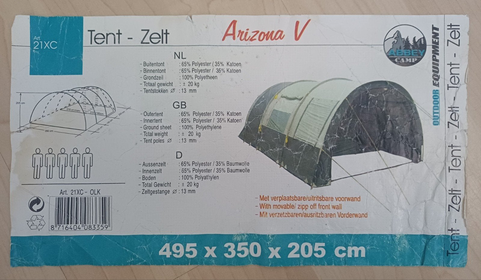 Abbey Camp tunneltent 5 persoons met keuken en vloerkleden, Caravans en Kamperen, Ophalen