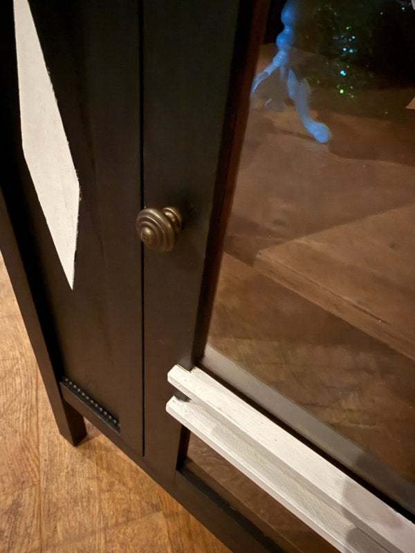 Antiek theekastje, vintage kastje, oud vitrinekastje VdlM, Huis en Inrichting, Ophalen, Eikenhout, 50 tot 100 cm, Zo goed als nieuw