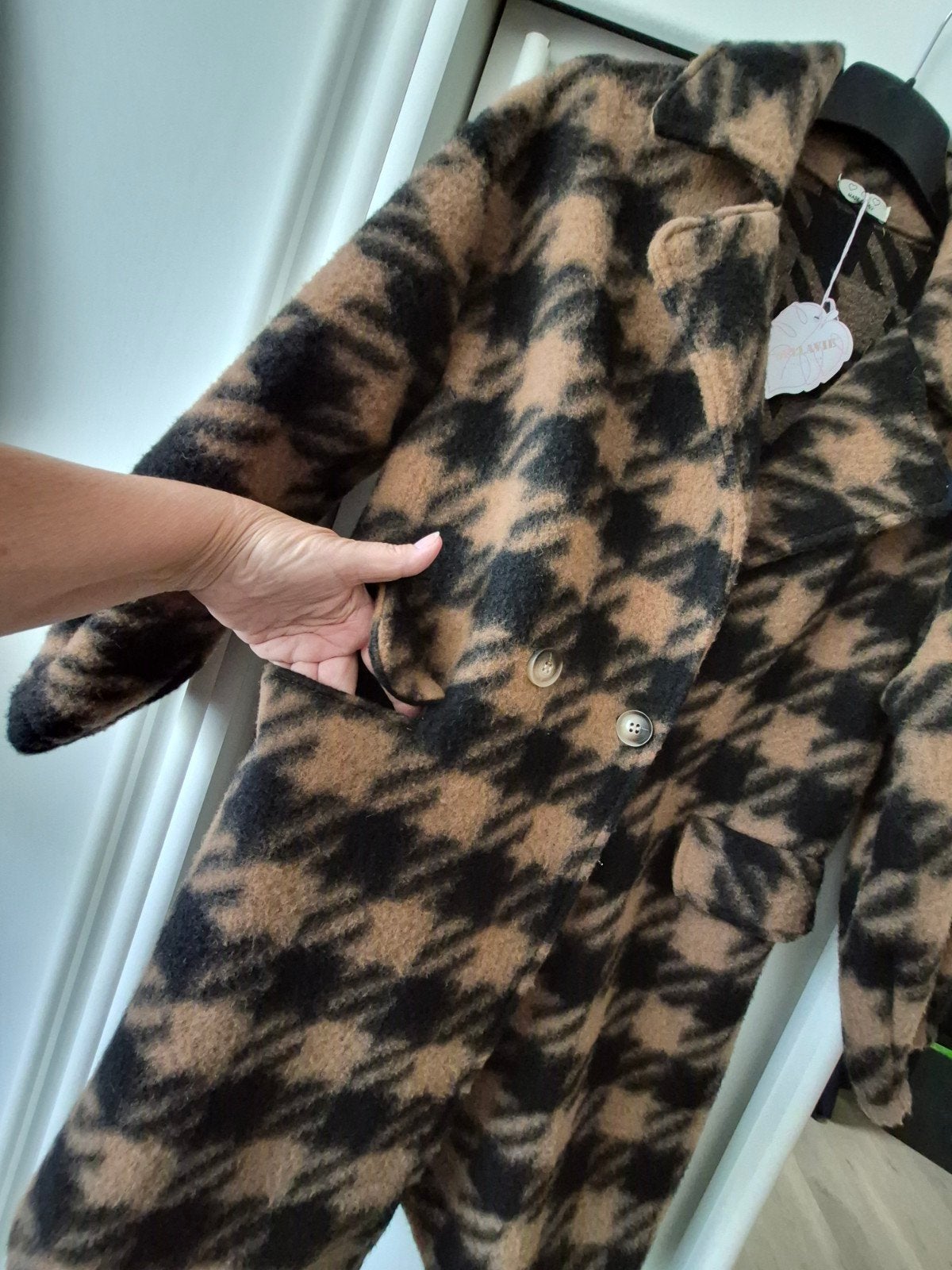 Bruin Zwart Pied de Poule Vest Jas XL - Nieuw met kaartje, Ophalen of Verzenden, Nieuw, Maat 46/48 (XL) of groter, Bruin